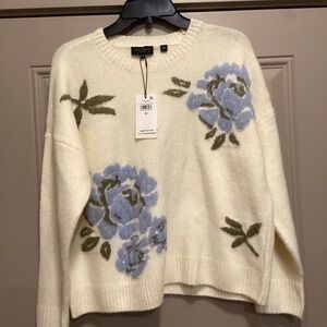 Ted Baker Cream/Soft Marshmallow and Blue Jack yard Flower Sweater, size M